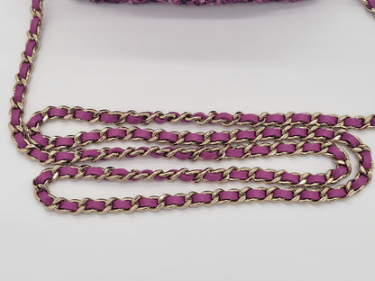 Chanel Purple Tweed Houndstooth Mini Clutch On Chain