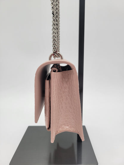 Saint Laurent Sunset Bag in Powder Pink Crocodile-Embossed Leather