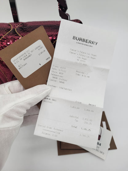 NWT Burberry Small Lola Quilted Sequin Chain Shoulder Bag in Burgundy: Limited Edition