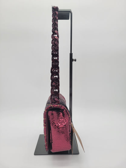 NWT Burberry Small Lola Quilted Sequin Chain Shoulder Bag in Burgundy: Limited Edition