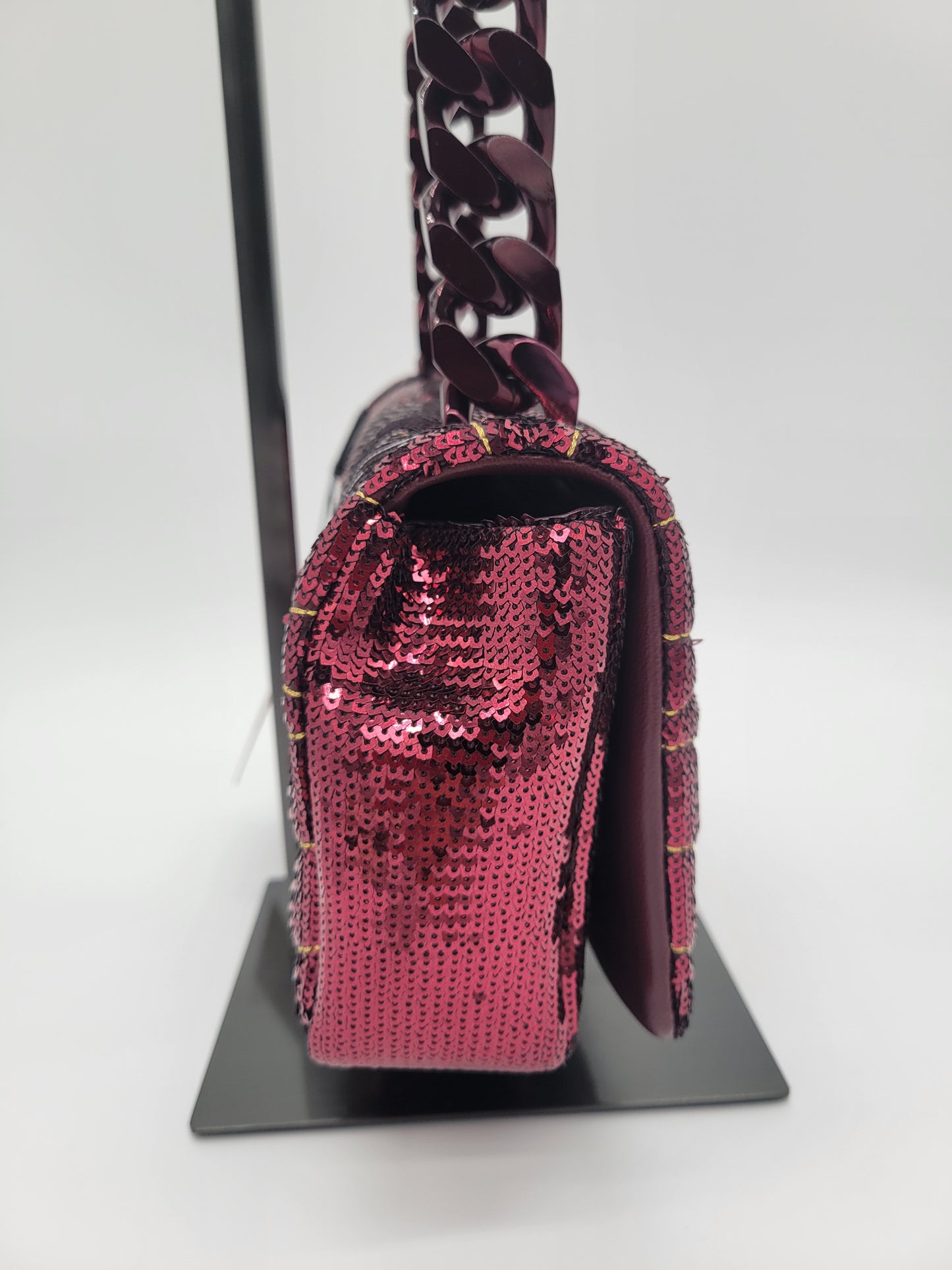 NWT Burberry Small Lola Quilted Sequin Chain Shoulder Bag in Burgundy: Limited Edition