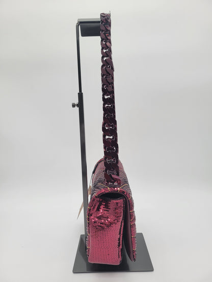 NWT Burberry Small Lola Quilted Sequin Chain Shoulder Bag in Burgundy: Limited Edition