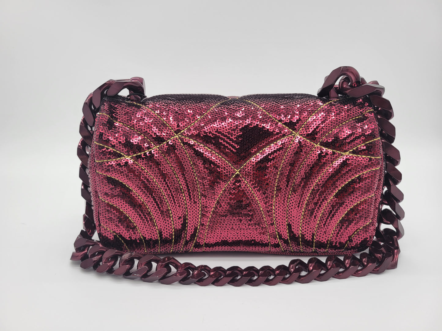 NWT Burberry Small Lola Quilted Sequin Chain Shoulder Bag in Burgundy: Limited Edition
