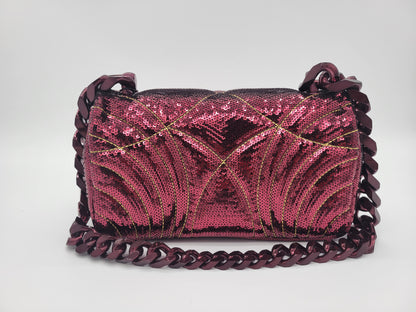 NWT Burberry Small Lola Quilted Sequin Chain Shoulder Bag in Burgundy: Limited Edition