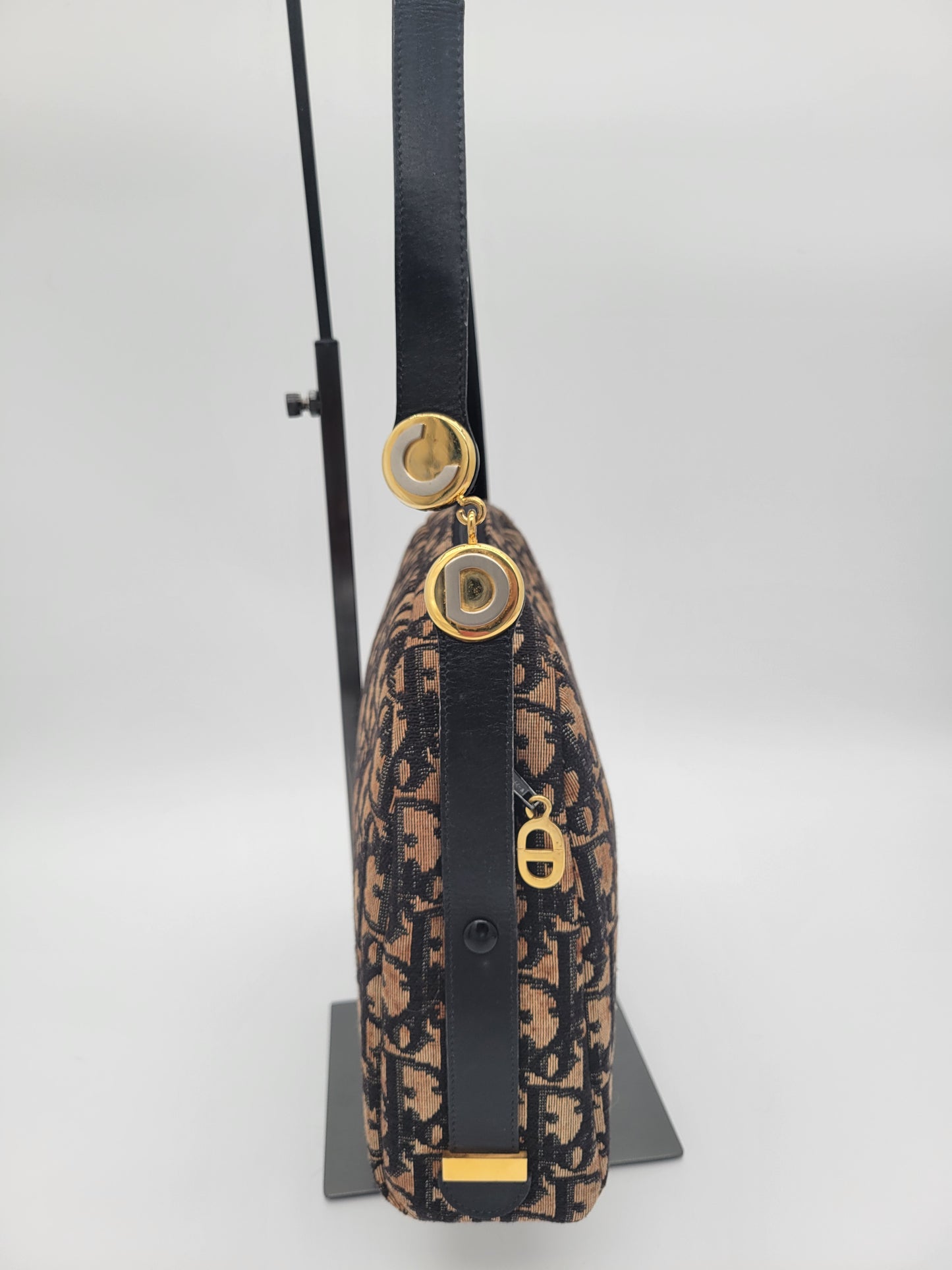 Christian Dior Vintage Oblique Canvas Dome Shoulder Bag