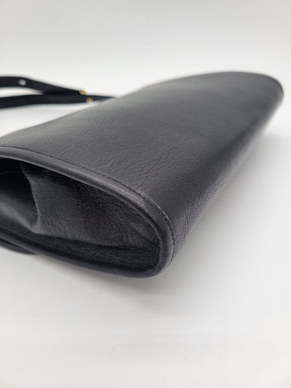 Vintage Christian Dior Black Leather Flap Shoulder Bag