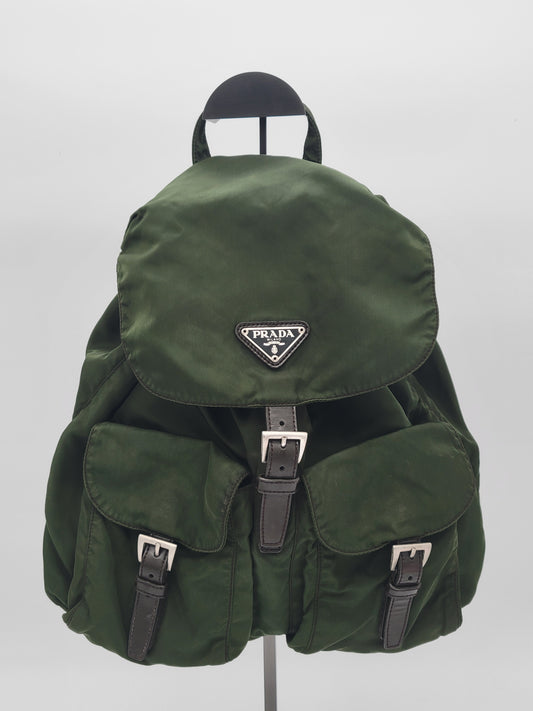Prada Tessuto Vela Nylon Backpack — Army Green · Y2K Era