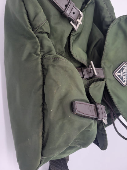 Prada Tessuto Vela Nylon Backpack — Army Green · Y2K Era