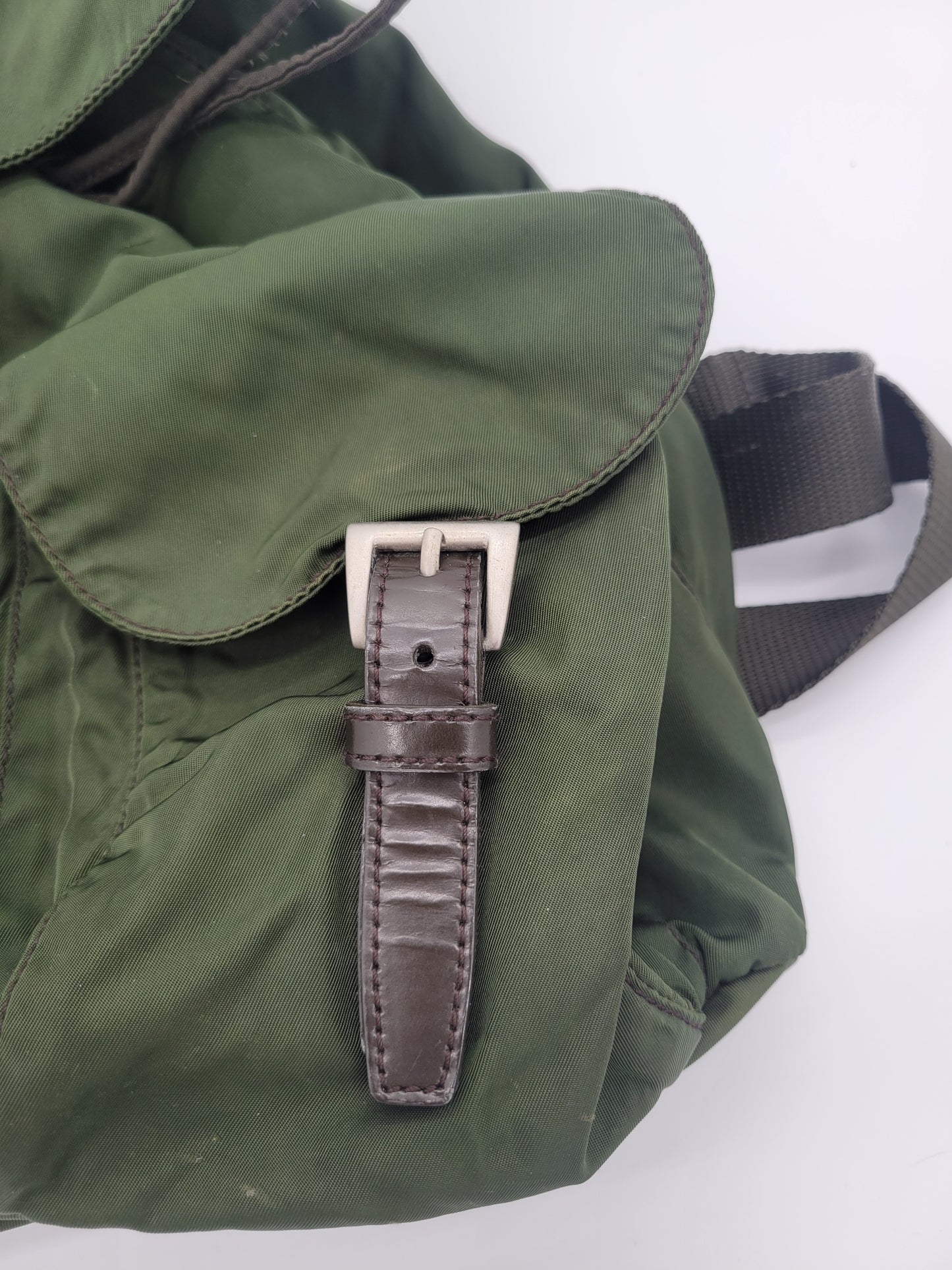 Prada Tessuto Vela Nylon Backpack — Army Green · Y2K Era