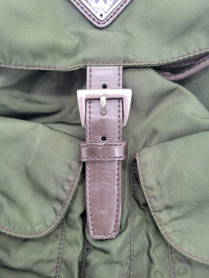 Prada Tessuto Vela Nylon Backpack — Army Green · Y2K Era