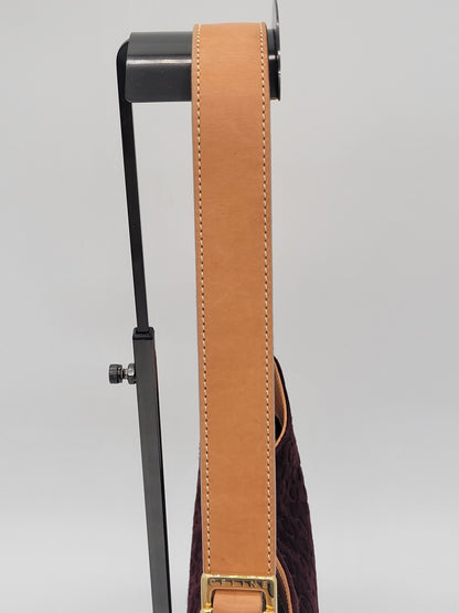 Vintage Céline C Macadam Suede Shoulder Bag · Burgundy