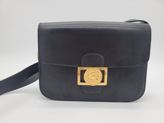 Vintage Céline Globe Logo Box Bag · Black Box Calf · Late 1980s–Early 1990s