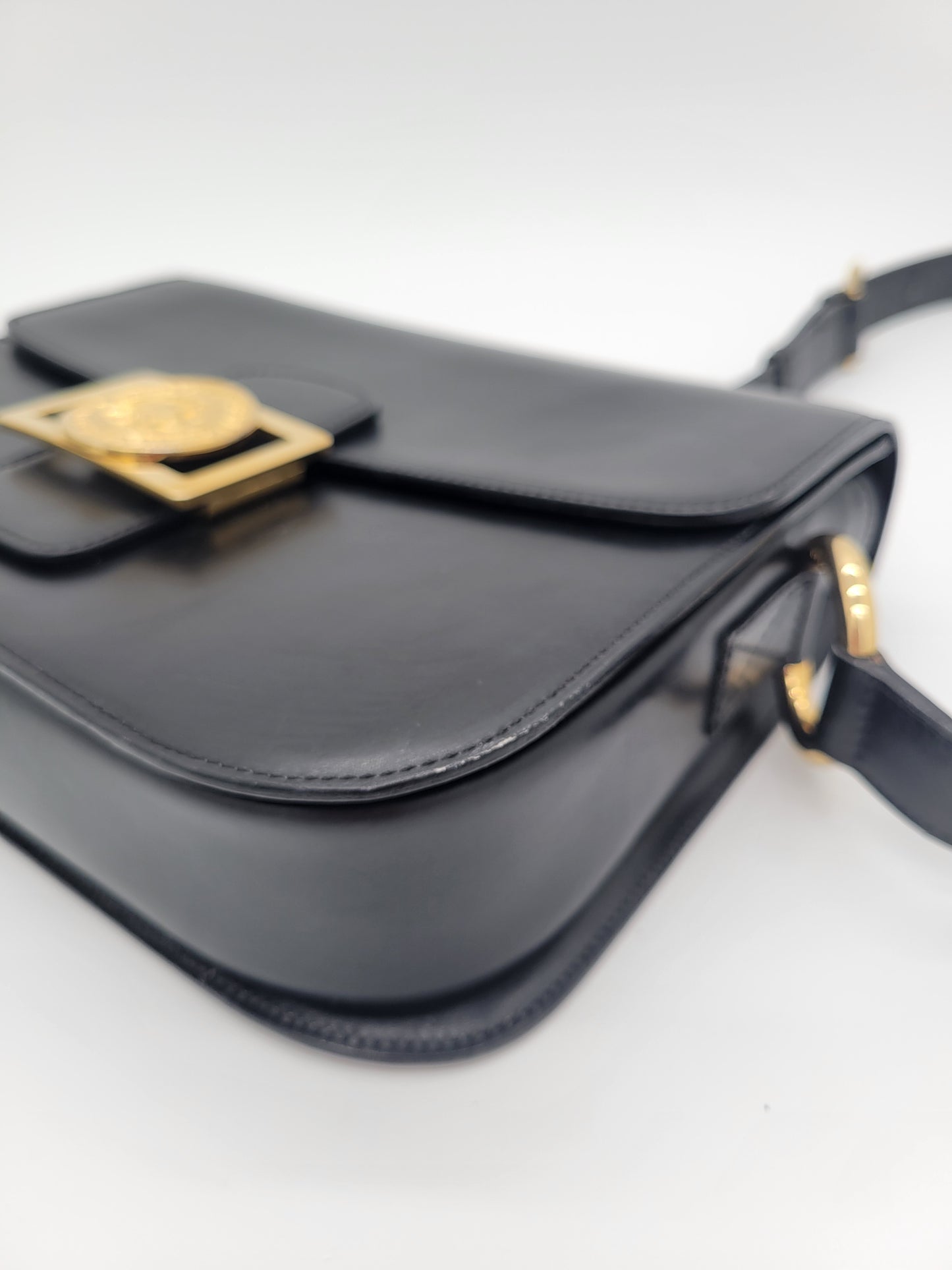 Vintage Céline Globe Logo Box Bag · Black Box Calf · Late 1980s–Early 1990s