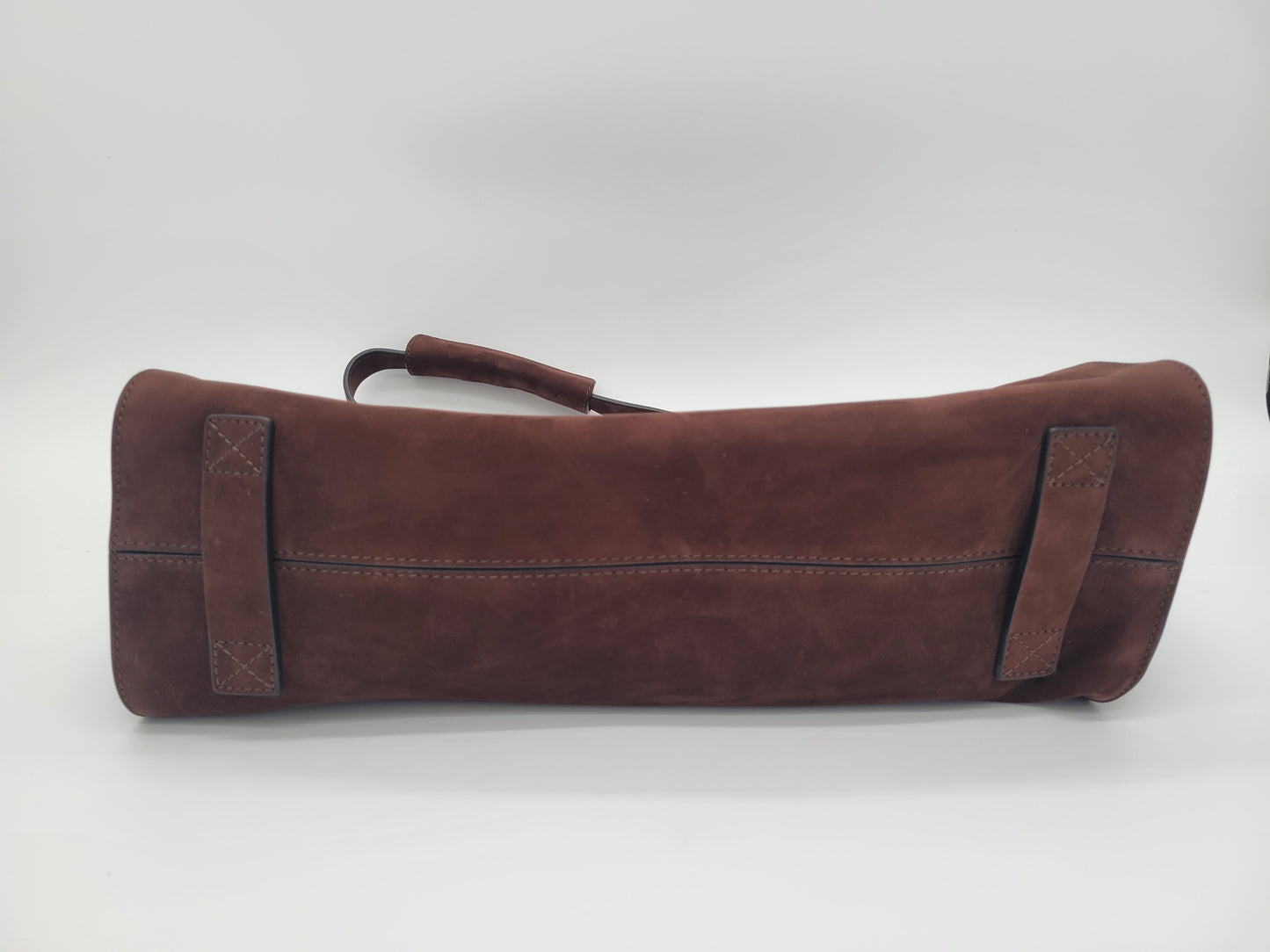 Moschino Milano "Tie Me" Large Suede Shoulder Bag · Chocolate Brown