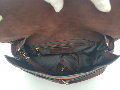 Moschino Milano "Tie Me" Large Suede Shoulder Bag · Chocolate Brown