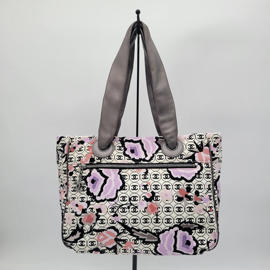 Vintage Chanel Series 9 Floral CC Monogram Canvas Tote