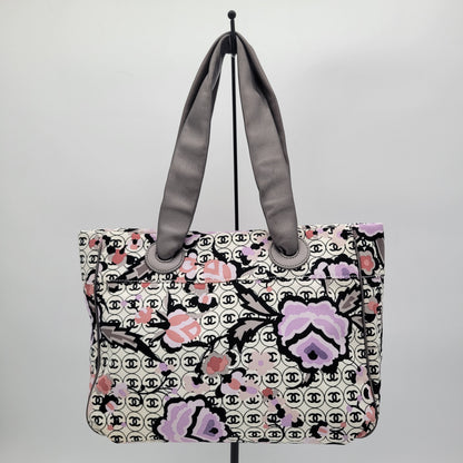 Vintage Chanel Series 9 Floral CC Monogram Canvas Tote