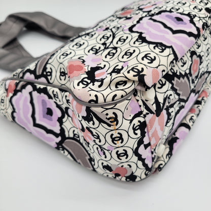 Vintage Chanel Series 9 Floral CC Monogram Canvas Tote