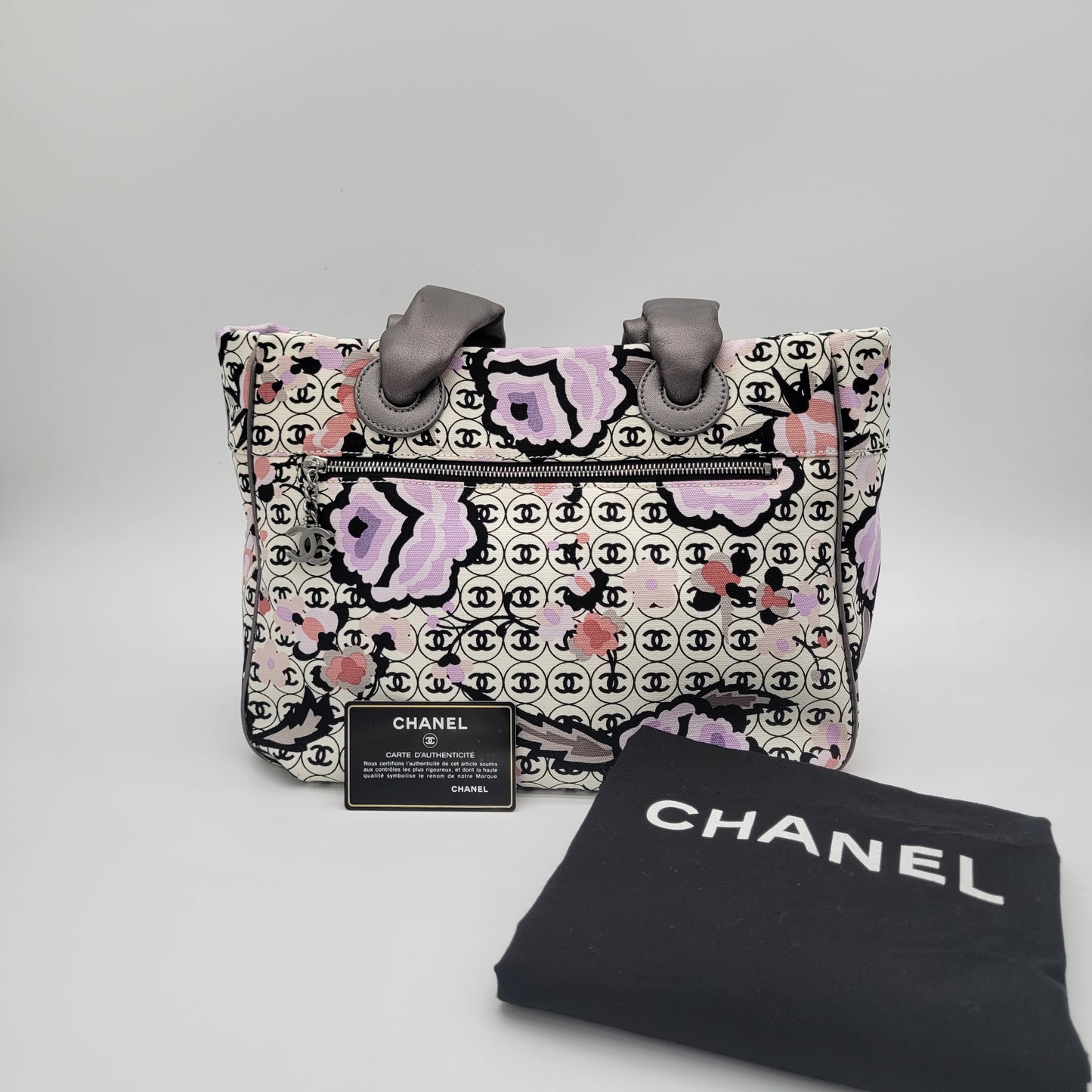 Vintage Chanel Series 9 Floral CC Monogram Canvas Tote