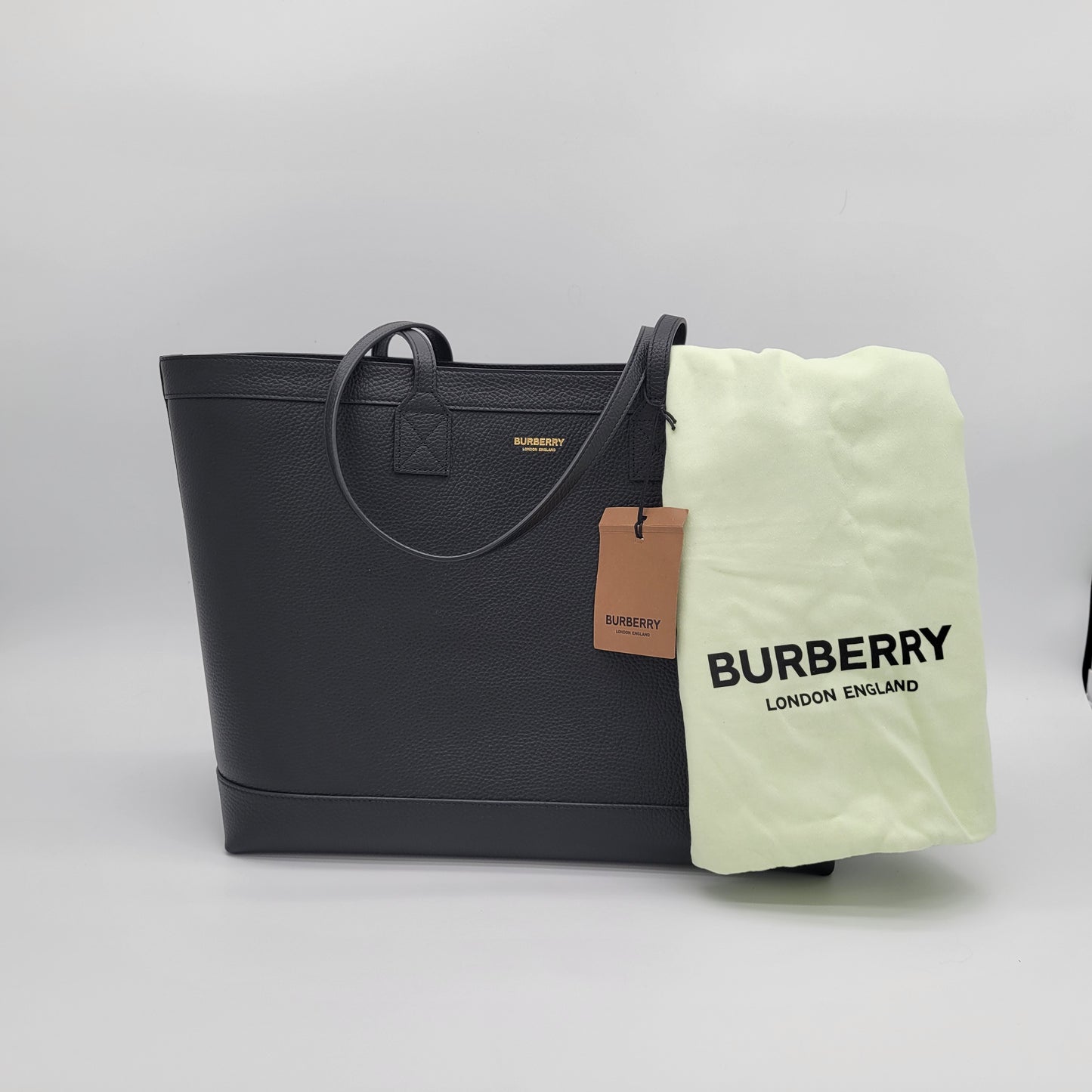 Burberry Medium Grainy Leather Tote Black-NWT