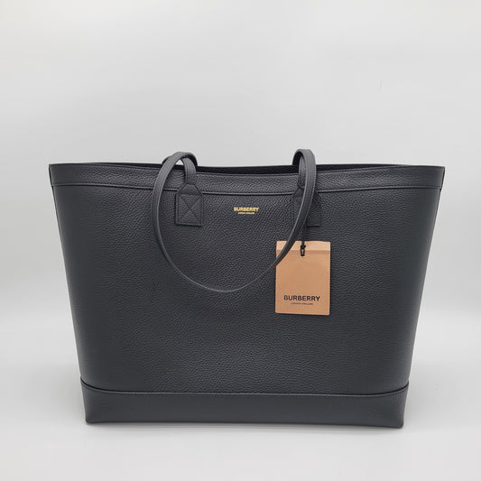 Burberry Medium Grainy Leather Tote Black-NWT