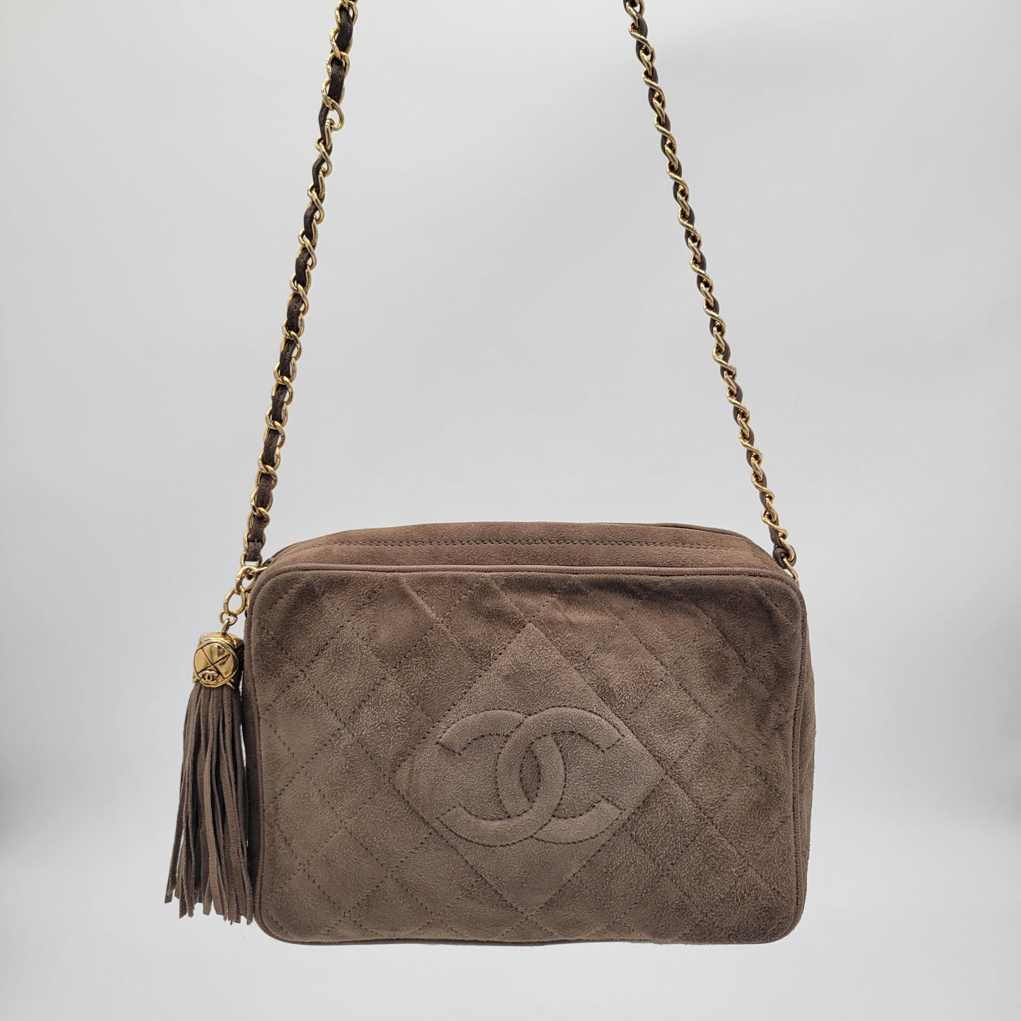 Vintage Chanel Series 1 Suede Tassel Camera Bag