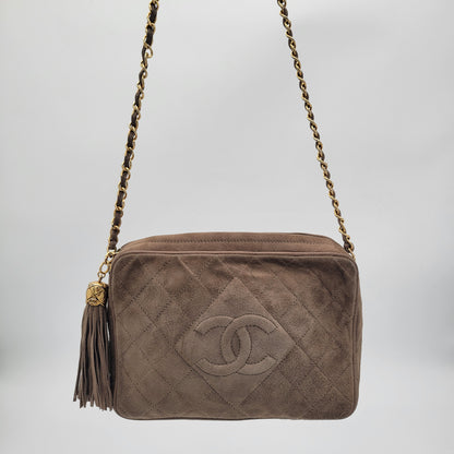 Vintage Chanel Series 1 Suede Tassel Camera Bag