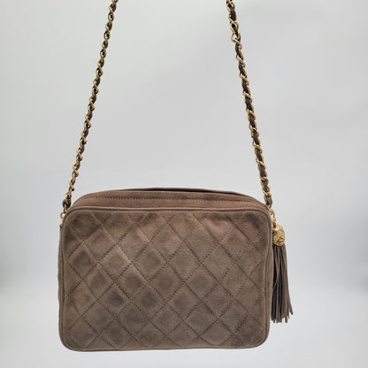 Vintage Chanel Series 1 Suede Tassel Camera Bag