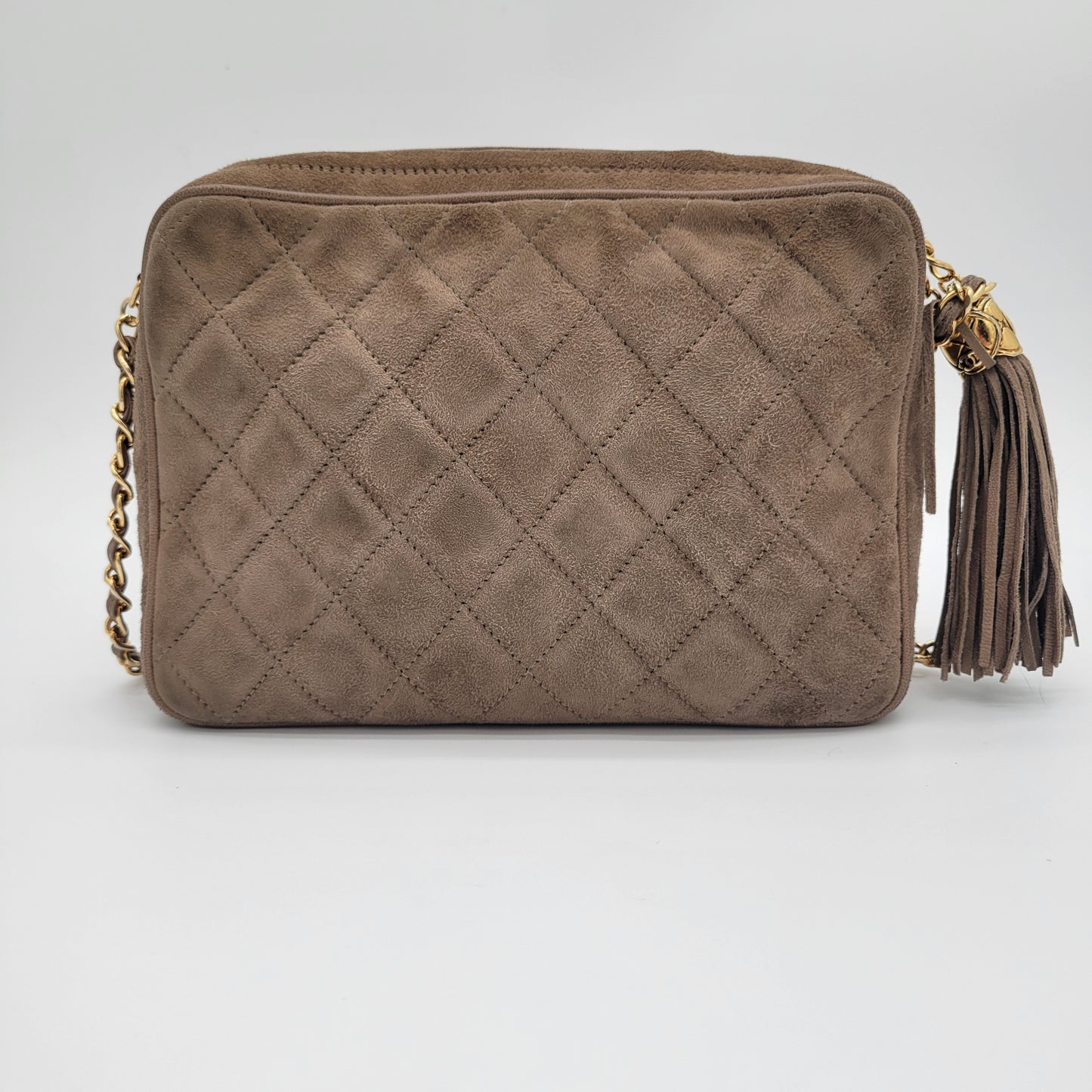 Vintage Chanel Series 1 Suede Tassel Camera Bag