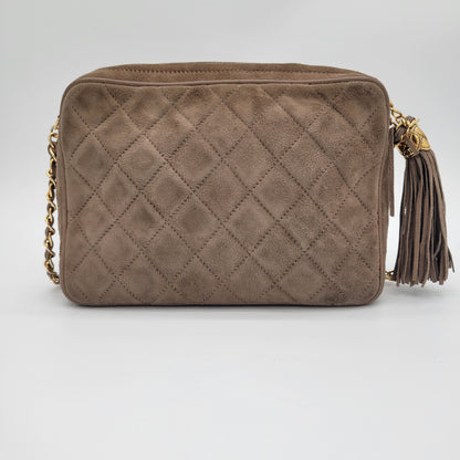 Vintage Chanel Series 1 Suede Tassel Camera Bag