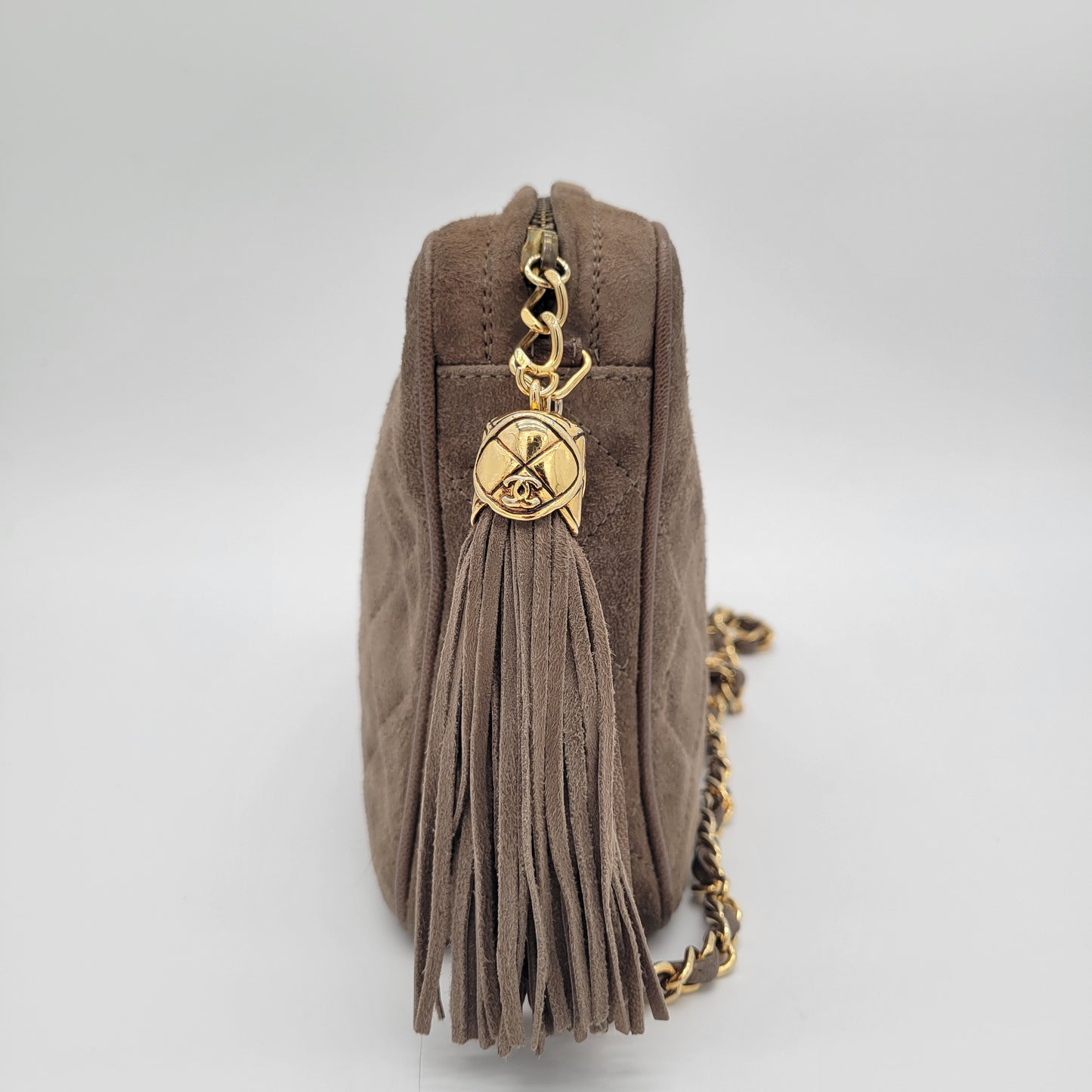 Vintage Chanel Series 1 Suede Tassel Camera Bag