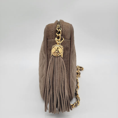 Vintage Chanel Series 1 Suede Tassel Camera Bag