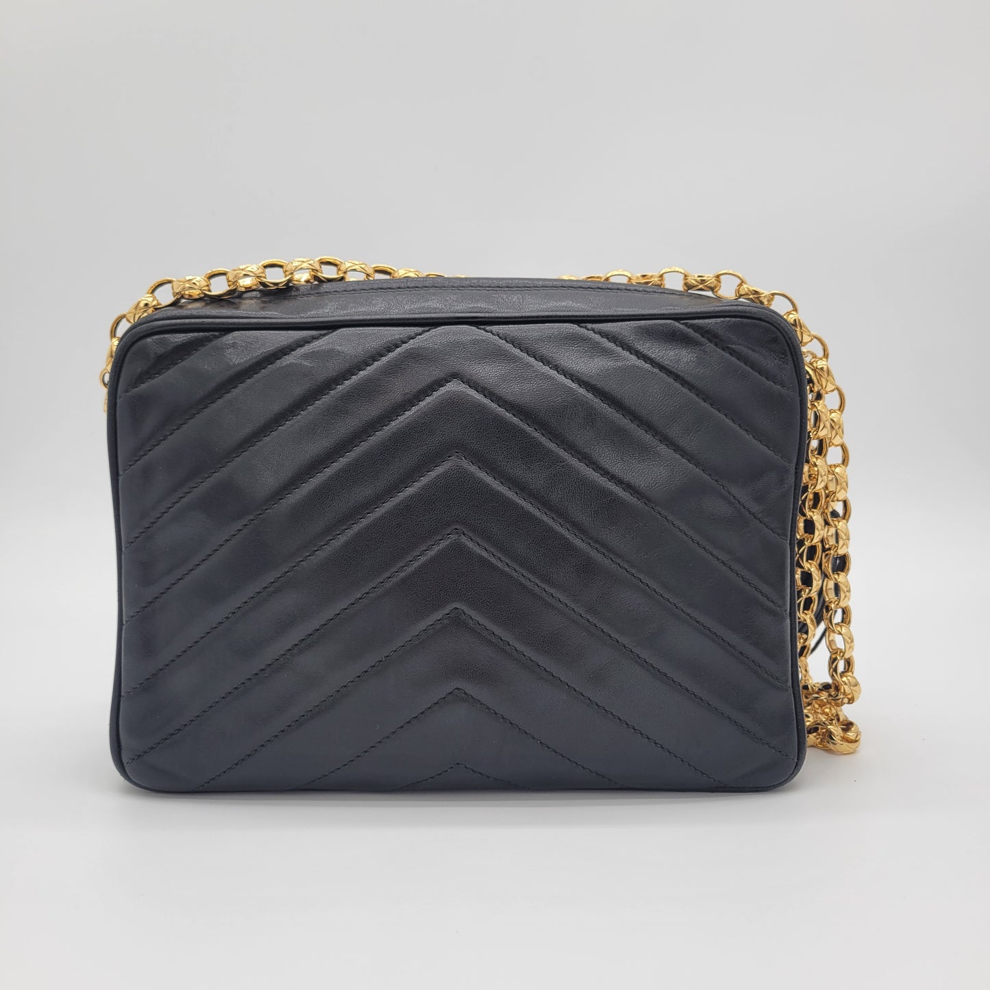 Vintage Chanel V-Stitch Tassel Camera Bag