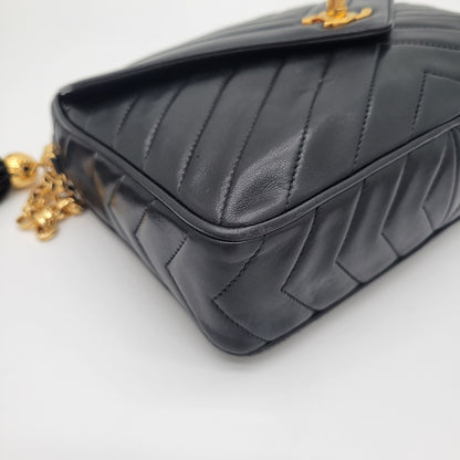 Vintage Chanel V-Stitch Tassel Camera Bag