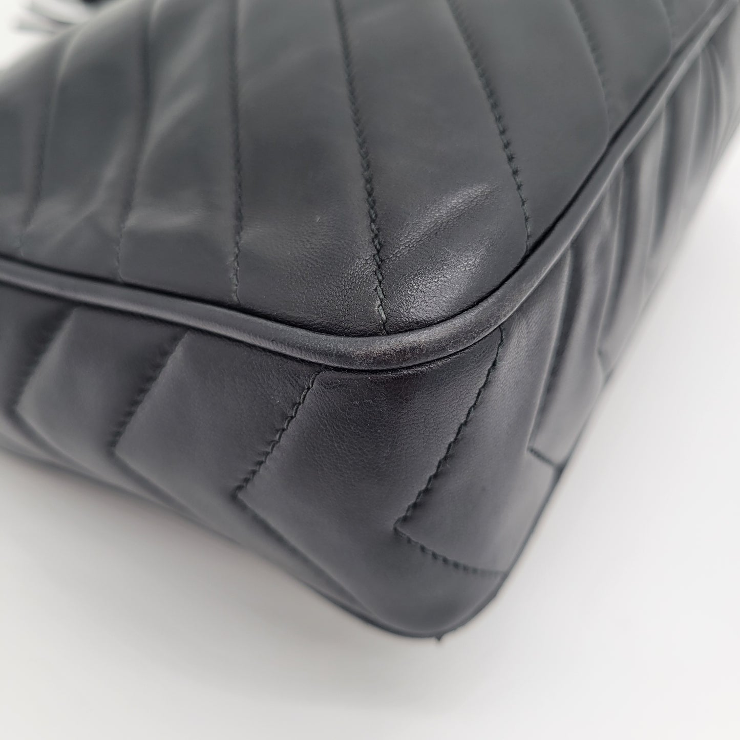Vintage Chanel V-Stitch Tassel Camera Bag