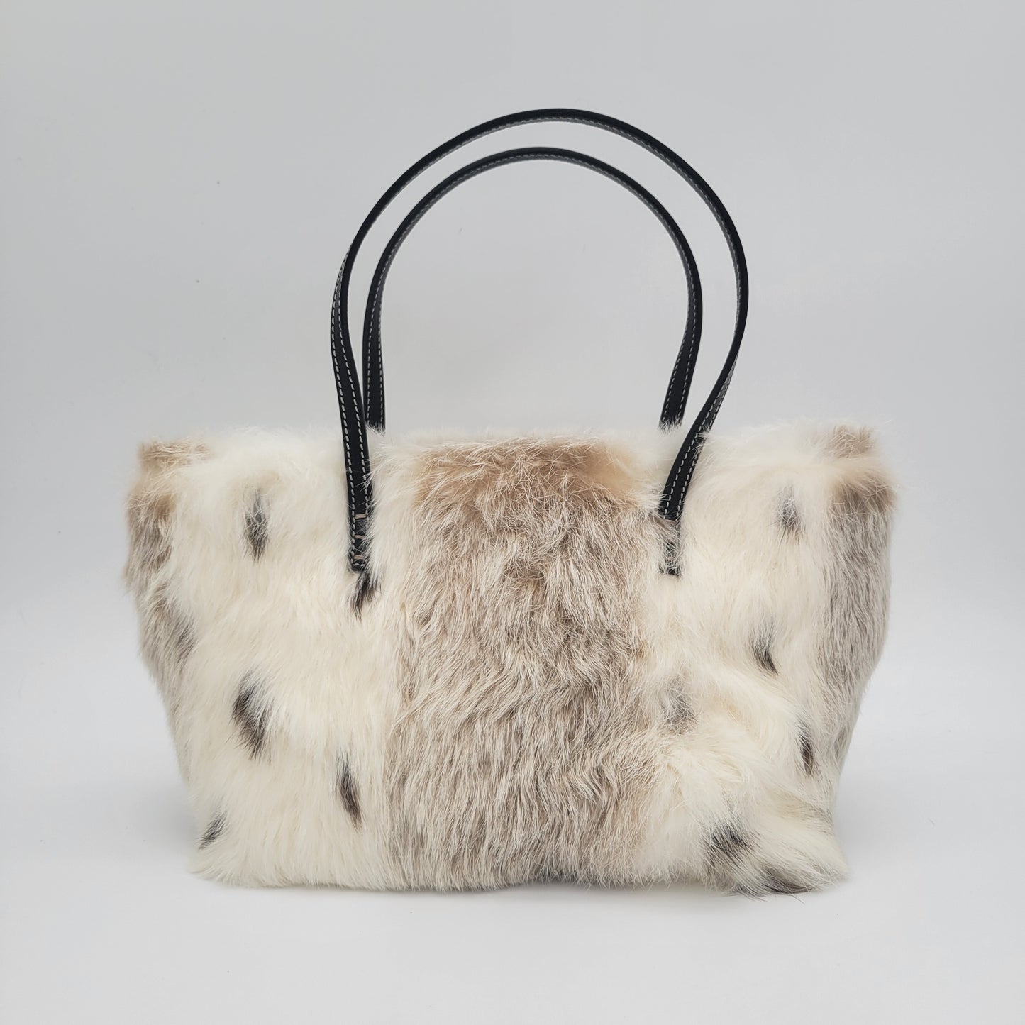 Vintage FENDI Mini Roll Tote in Natural Spotted Rabbit