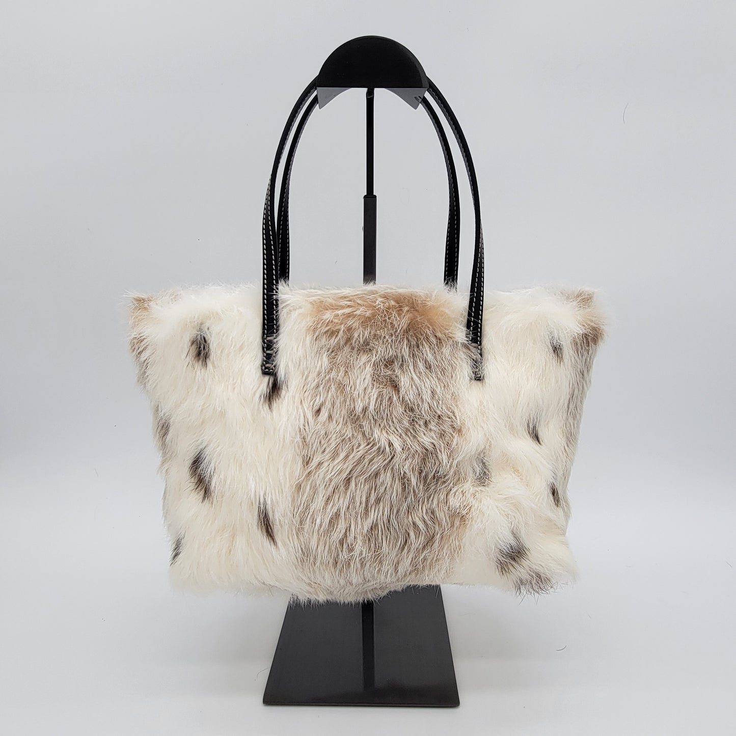 Vintage FENDI Mini Roll Tote in Natural Spotted Rabbit