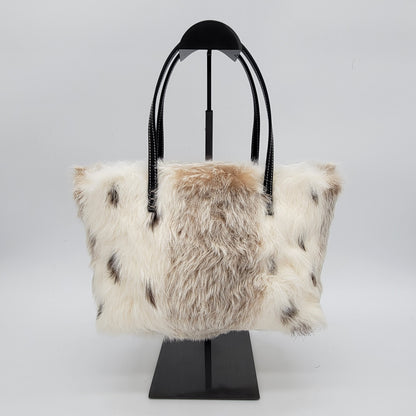 Vintage FENDI Mini Roll Tote in Natural Spotted Rabbit