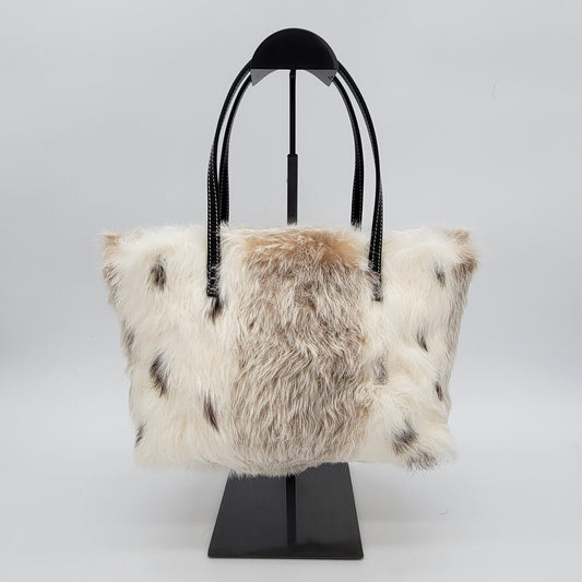 Vintage FENDI Mini Roll Tote in Natural Spotted Rabbit
