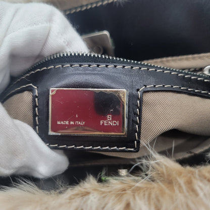 Vintage FENDI Mini Roll Tote in Natural Spotted Rabbit