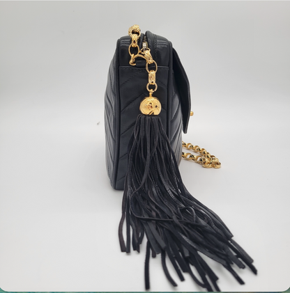 Vintage Chanel V-Stitch Tassel Camera Bag