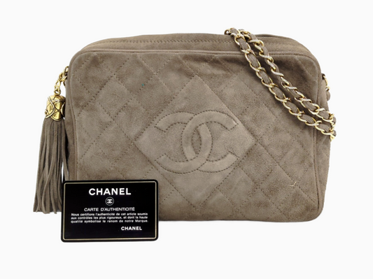 Vintage Chanel Series 1 Suede Tassel Camera Bag